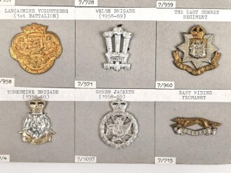 Großbritannien, Sammlung verschiedener Regimentsabzeichen