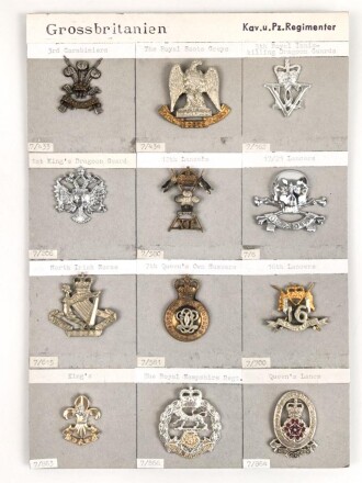 Großbritannien, Sammlung verschiedener Regimentsabzeichen