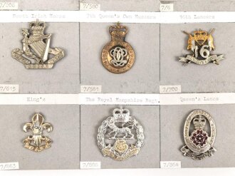 Großbritannien, Sammlung verschiedener Regimentsabzeichen