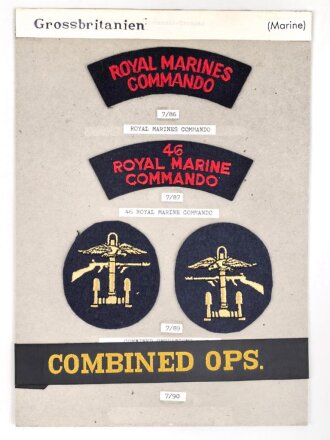 Großbritannien, Sammlung Ärmelabzeichen Marine, auf Karton getackert