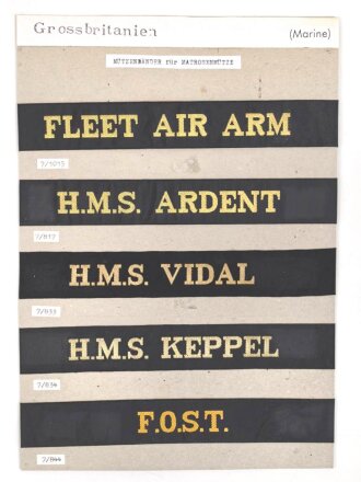 Großbritannien, Sammlung Mützenbänder...
