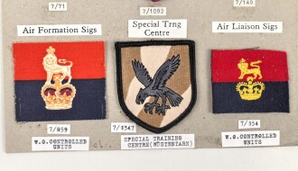 Großbritannien, Sammlung Ärmelabzeichen, auf Karton getackert