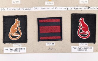 Großbritannien, Sammlung Ärmelabzeichen, auf Karton getackert