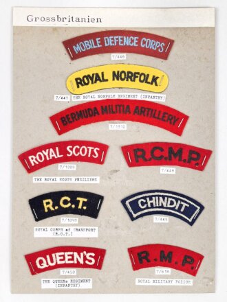 Großbritannien, Sammlung Ärmelabzeichen, auf...