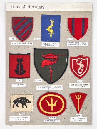 Großbritannien, Sammlung Ärmelabzeichen, auf...