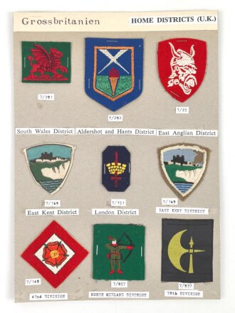 Großbritannien, Sammlung Ärmelabzeichen "...