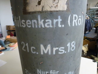 Behälter Hülsenkart ( Rö) 21 cm Mörser 18, datiert 1944. Höhe 62cm  ( Rö = Röchlinggranate , Betonbrechende Granate ) Seltenes Stück