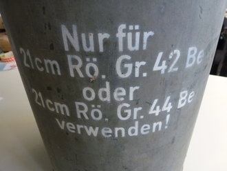 Behälter Hülsenkart ( Rö) 21 cm Mörser 18, datiert 1944. Höhe 62cm  ( Rö = Röchlinggranate , Betonbrechende Granate ) Seltenes Stück