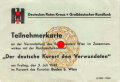 Deutsches Rotes Kreuz, Großdeutscher Rundfunk "Teilnehmerkarte - Der deutsche Kurort den Verwundeten" datiert 1942, Baden