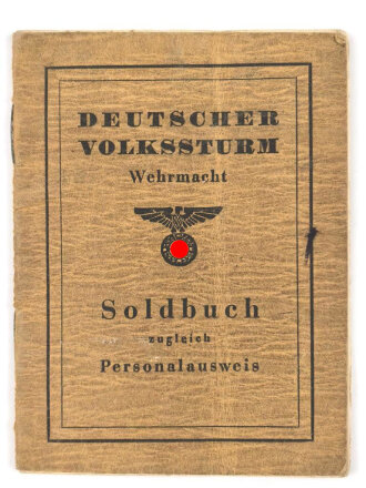 Deutscher Volkssturm Wehrmacht "Soldbuch"