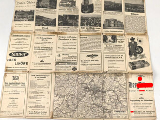N.S Karte Blatt "Mittelbaden Schwarzwald" herausgegeben von der Tageszeitung "Der Führer", stark gebraucht, Maße: 63 x 94 cm