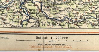 N.S Karte Blatt "Mittelbaden Schwarzwald" herausgegeben von der Tageszeitung "Der Führer", stark gebraucht, Maße: 63 x 94 cm