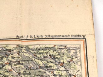 N.S Karte Blatt "Mittelbaden Schwarzwald" herausgegeben von der Tageszeitung "Der Führer", stark gebraucht, Maße: 63 x 94 cm