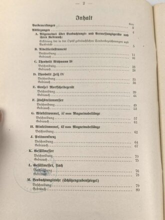 H. Dv. 448/5 "Beobachtungs- und Vermessungsgerät" Heft 5, datiert 1941, 80 Seiten