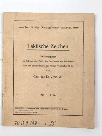 1. Weltkrieg "Taktische Zeichen" datiert 1917,...