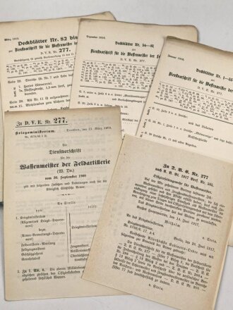 D.V.E. Nr. 277. "Dienstvorschrift für die Waffenmeister der Feldartillerie" datiert 1908, 165 Seiten