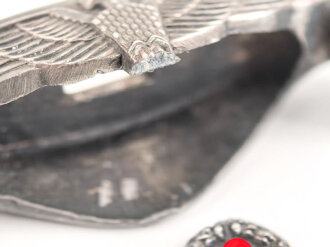 Entnazifizierte Papierstange zum Dolch für Offiziere des Heeres, Buntmetall versilbert, das Hakenkreuz lose beiliegend