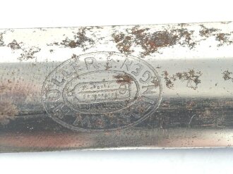Klinge zum Dolch für Offiziere des Heeres, Hersteller Höller Solingen. Ungereinigtes Stück