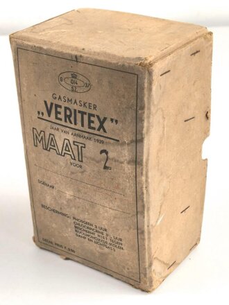Niederlande, leere Umverpackung für eine Gasmaske " VERITEX" datiert 1939