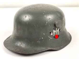 Kinderstahlhelm Heer mit beiden Abzeichen, Originallack