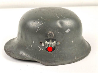 Kinderstahlhelm Heer mit beiden Abzeichen, Originallack