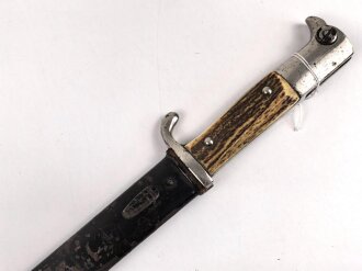 Extraseitengewehr KS98 mit Hirschhorngriffschalen. Hersteller Hörster Solingen, ungereinigtes Stück