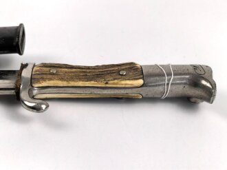 Extraseitengewehr KS98 mit Hirschhorngriffschalen. Hersteller Hörster Solingen, ungereinigtes Stück
