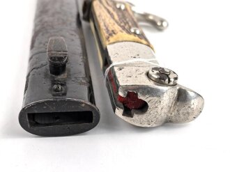Extraseitengewehr KS98 mit Hirschhorngriffschalen. Hersteller Hörster Solingen, ungereinigtes Stück