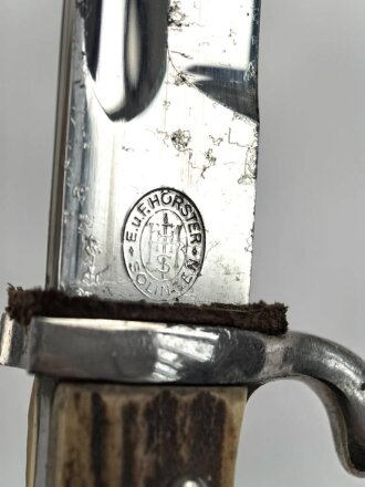 Extraseitengewehr KS98 mit Hirschhorngriffschalen. Hersteller Hörster Solingen, ungereinigtes Stück