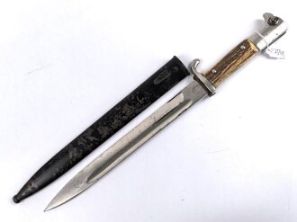 Extraseitengewehr KS98 mit Hirschhorngriffschalen. Hersteller Hörster Solingen, ungereinigtes Stück