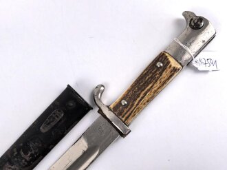 Extraseitengewehr KS98 mit Hirschhorngriffschalen. Hersteller Hörster Solingen, ungereinigtes Stück