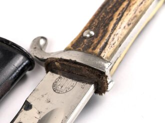 Extraseitengewehr KS98 mit Hirschhorngriffschalen. Hersteller Hörster Solingen, ungereinigtes Stück