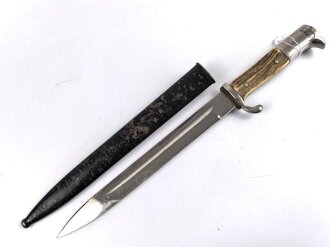 Extraseitengewehr KS98 mit Hirschhorngriffschalen. Hersteller Hörster Solingen, ungereinigtes Stück