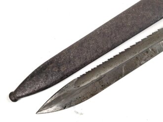 1.Weltkrieg Preussen, Seitengewehr M 1898/05 mit Sägerücken. Hersteller Haenel Suhl, Abnahme von 1916. Ungereinigtes Stück