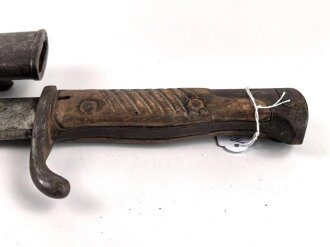 1.Weltkrieg Preussen, Seitengewehr M 1898/05 mit Sägerücken. Hersteller Haenel Suhl, Abnahme von 1916. Ungereinigtes Stück