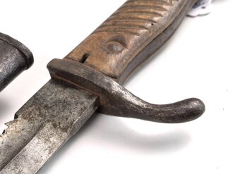 1.Weltkrieg Preussen, Seitengewehr M 1898/05 mit Sägerücken. Hersteller Haenel Suhl, Abnahme von 1916. Ungereinigtes Stück