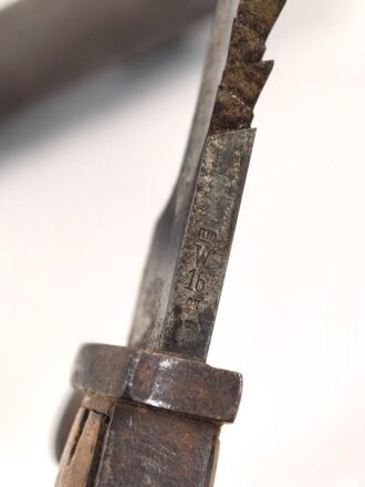 1.Weltkrieg Preussen, Seitengewehr M 1898/05 mit Sägerücken. Hersteller Haenel Suhl, Abnahme von 1916. Ungereinigtes Stück