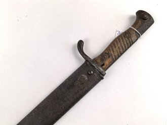 1.Weltkrieg Preussen, Seitengewehr M 1898/05 mit Sägerücken. Hersteller Haenel Suhl, Abnahme von 1916. Ungereinigtes Stück