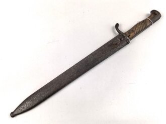 1.Weltkrieg Preussen, Seitengewehr M 1898/05 mit Sägerücken. Hersteller Haenel Suhl, Abnahme von 1916. Ungereinigtes Stück