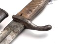 1.Weltkrieg Preussen, Seitengewehr M 1898/05 mit Sägerücken. Hersteller Haenel Suhl, Abnahme von 1916. Ungereinigtes Stück