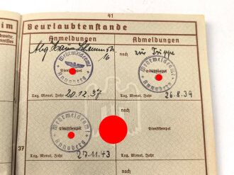 Wehrpaß Heer, eingestellt am 11.10.37 bei 15. ( E) Komp. Inf. Rgt.31 Glauchau