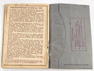 Wehrpaß Heer, eingestellt am 11.10.37 bei 15. ( E) Komp. Inf. Rgt.31 Glauchau