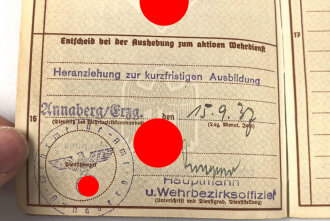 Wehrpaß Heer, eingestellt am 11.10.37 bei 15. ( E) Komp. Inf. Rgt.31 Glauchau
