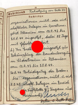 Wehrpaß Heer, eingestellt am 1.8.1938 bei 10./ Flak Regiment 2 Prenzlau