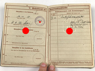 Wehrpaß Heer, eingestellt am 1.8.1938 bei 10./ Flak Regiment 2 Prenzlau