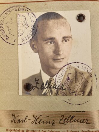 Wehrpaß Heer, eingestellt am 1.8.1938 bei 10./ Flak Regiment 2 Prenzlau