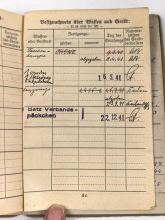 Soldbuch Heer, ausgestellt 19.Februar 1941 bei Feldgendarmerie Abteilung (mot) 692, 3. Kompanie