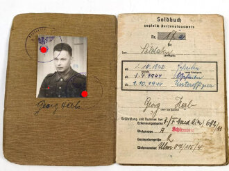 Soldbuch Heer, ausgestellt 19.Februar 1941 bei Feldgendarmerie Abteilung (mot) 692, 3. Kompanie