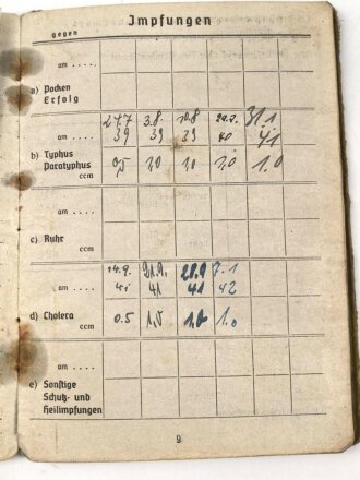 Soldbuch Heer, ausgestellt 11.3.39 bei Nachrichten Abteilung 60