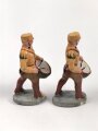 2 x Massefigur 7cm, jeweils einen SA Trommler darstellend,  original bemalt